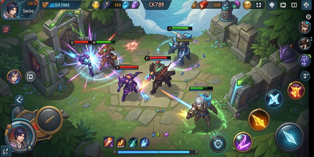 Screenshot CK789 menunjukkan aksi strategi intens dalam pertempuran.