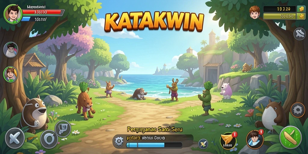 Tampilan gameplay KATAKWIN yang seru dan penuh warna.