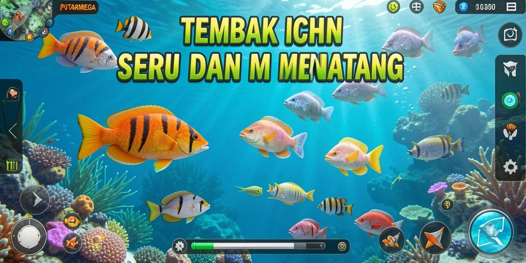 Screenshot utama PUTARMEGA menampilkan aksi seru Tembak Ikan yang mendebarkan.