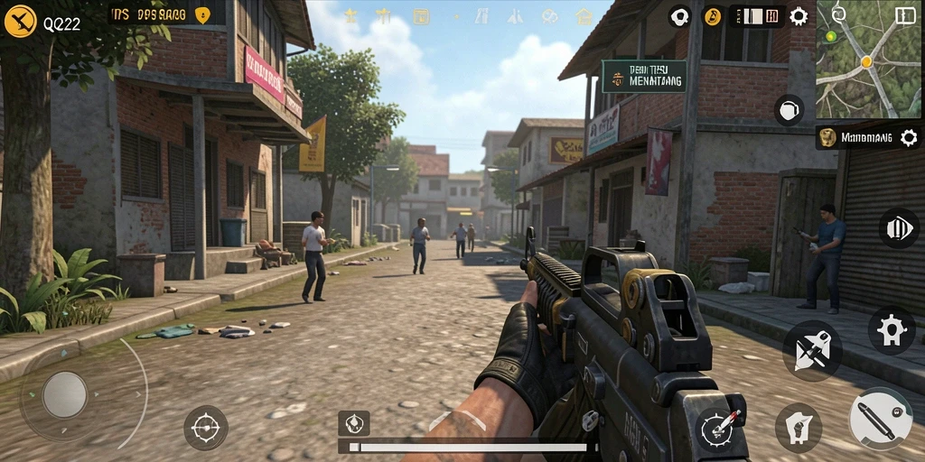 Tampilan gameplay menegangkan dalam QQ222, penuh aksi dan strategi.
