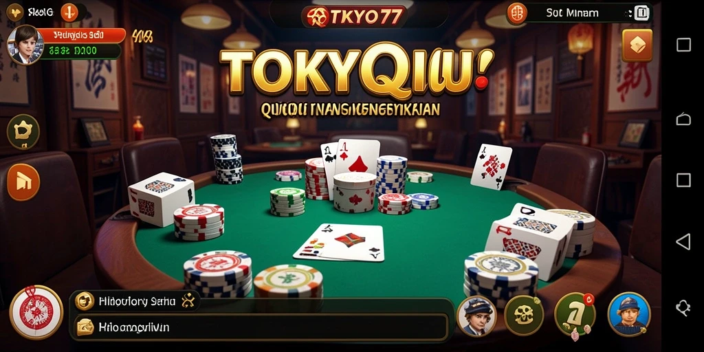 Tangkapan layar gameplay TOKYO77 dengan suasana bermain QiuQiu yang mendebarkan.