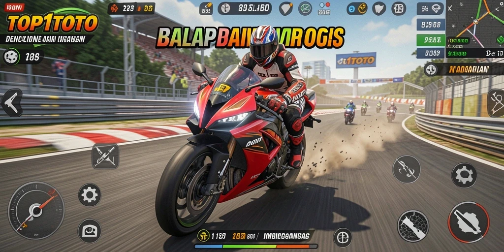 Tampilan gameplay menarik dari permainan balap motor TOP1TOTO.